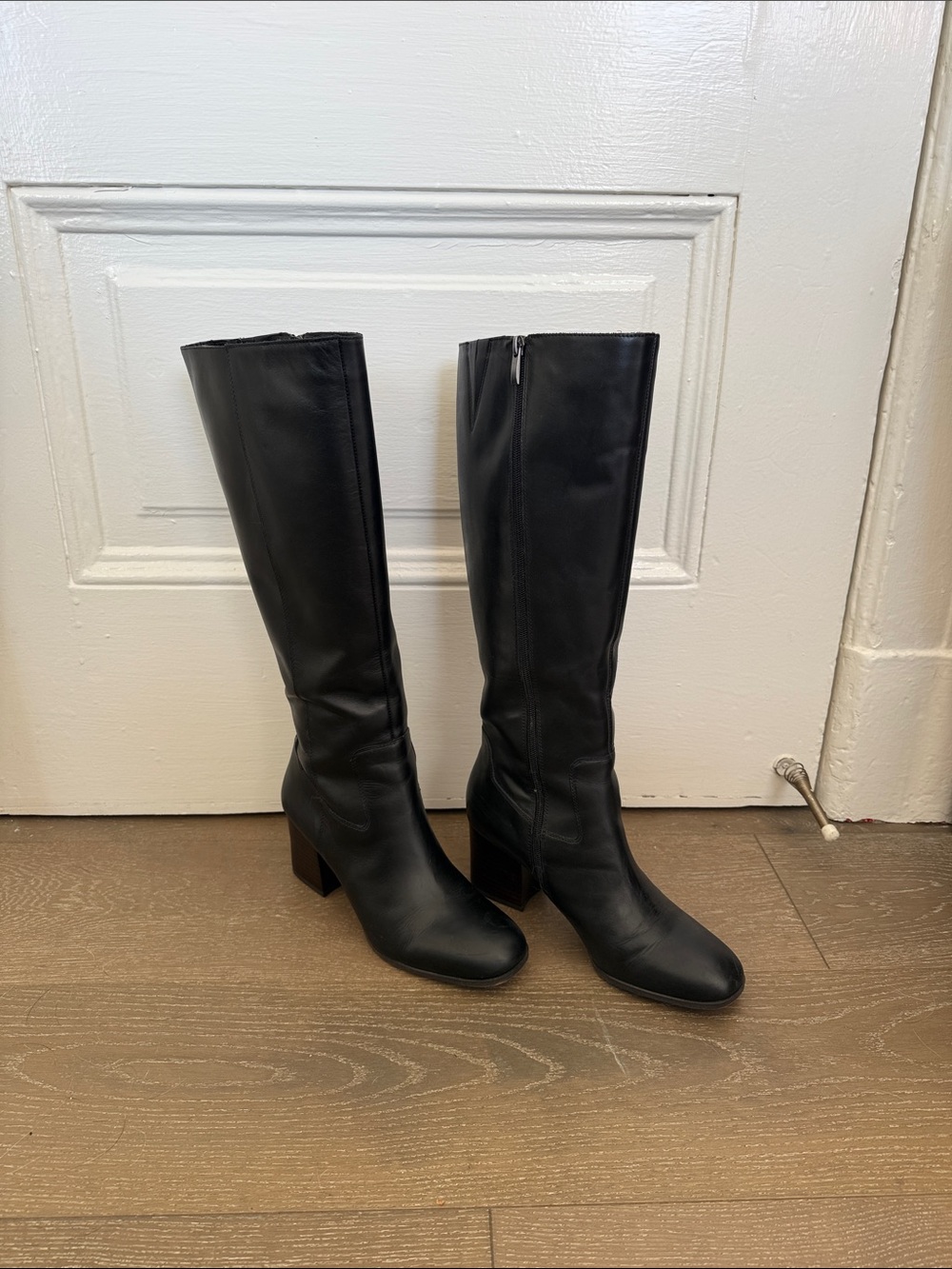 Classic Black Knee-High Leather Boots